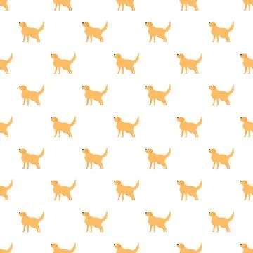 Golden retriever dog seamless pattern white background Stock Illustration