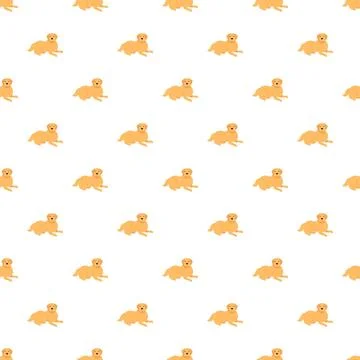 Golden retriever dog seamless pattern on white background Illustrazione stock