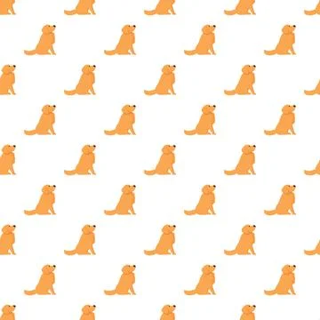 Golden retriever dog seamless pattern on white background Stock Illustration
