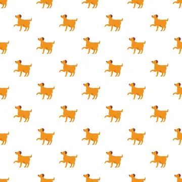 Golden retriever dog seamless pattern flat cartoon style 스톡 일러스트
