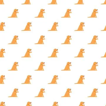 Golden retriever sitting dog pattern seamless wallpaper Stock Illustration