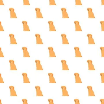 Golden retriever sitting dog pattern seamless background イラスト素材