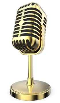 Golden Retro Microphone. Stock Illustration