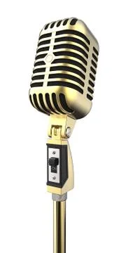 Golden Retro Microphone. Stock Illustration