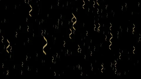 Golden Ribbon Confetti Falling Down Over Black Background Celebration Loop Stock Footage 326830638