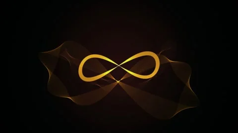 Golden ribbon light path forming an infinity wave loop Stock Footage 342215836