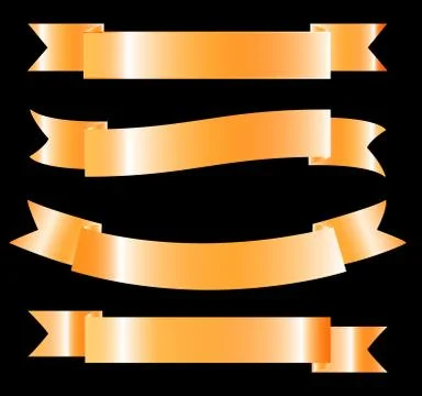 Golden Ribbon - Vector Design Element. Set. EPS10. Stock Illustration