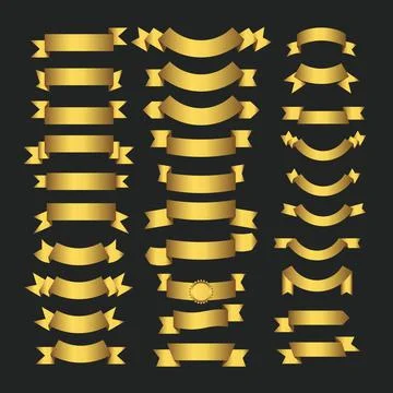 Golden ribbons set Stock Illustration