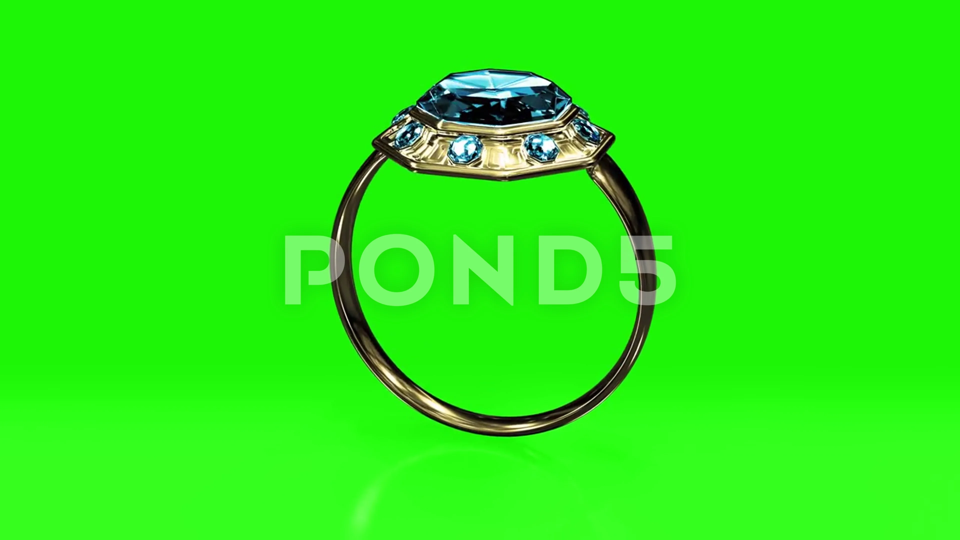 golden ring with blue topaz jewels rotat, Stock Video