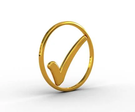 Golden ring with check mark Stock Illustration