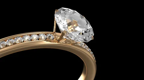 Golden Ring with Diamonds Stock Footage 32878237