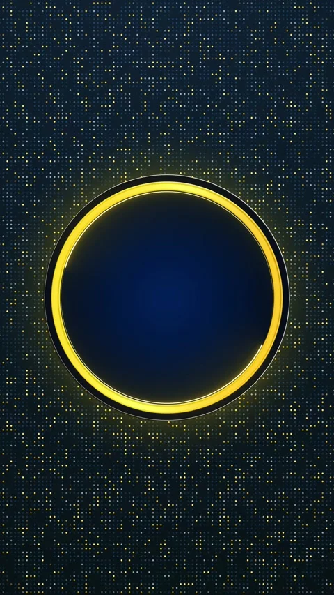 Golden ring digital dots dark blue center, glowing circular frame, dotted light Stock Footage 340575872