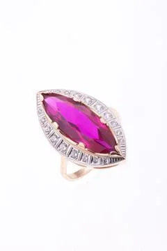 Golden Ring With Gem Stock Photos