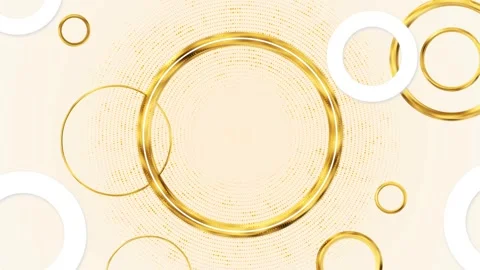Golden ring luxury abstract background circular texture, metallic hoops, clean c Stock Footage 340415980