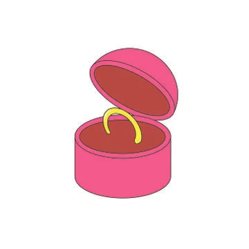 Golden ring in red box. Vector Stock Illustration