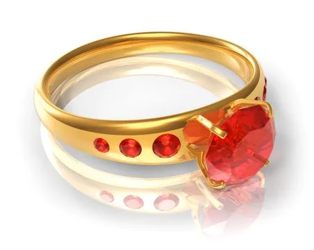 Golden ring with red jewels 스톡 일러스트