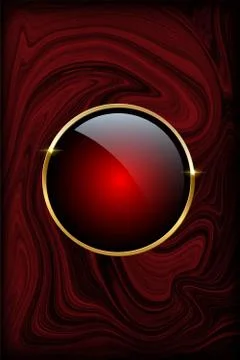 Golden ring on red marble background. Vector luxury design template. Stock Illustration