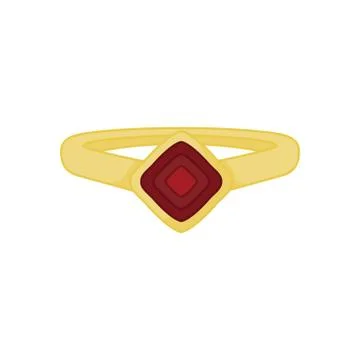 Golden Ring with Red Ruby Eye Fashion Style Item Illustration Stock Illustration