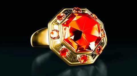 Golden ring with red ruby gem stones, fictive 스톡 일러스트