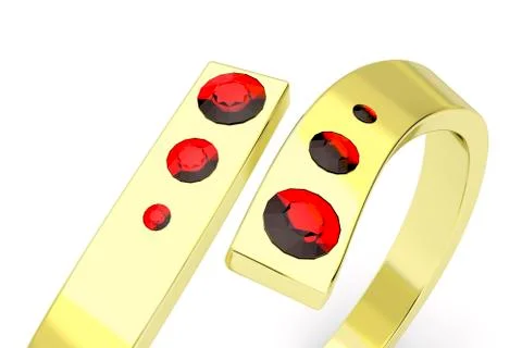 Golden ring with rubies 库存插图
