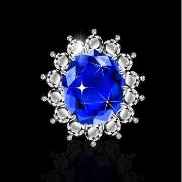 Golden ring with ruby and diamonds Illustrazione stock