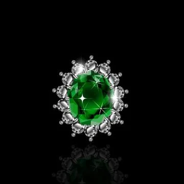 Golden ring with ruby and diamonds Illustrazione stock