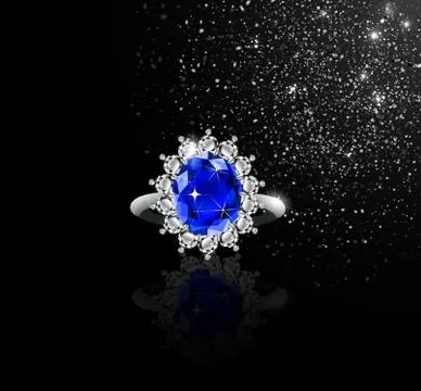 Golden ring with ruby and diamonds Illustrazione stock