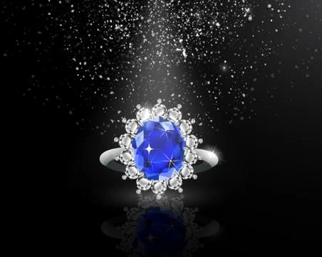 Golden ring with ruby and diamonds Illustrazione stock