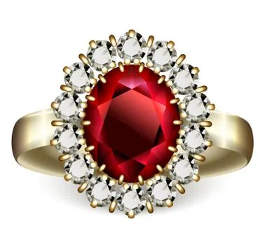 Golden ring with ruby イラスト素材