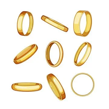 Golden ring set cartoon vector illustration イラスト素材