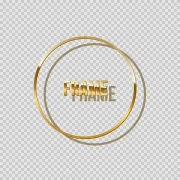 Golden ring with shadow isolated on transparent background. Vector golden frame. Stock Illustration