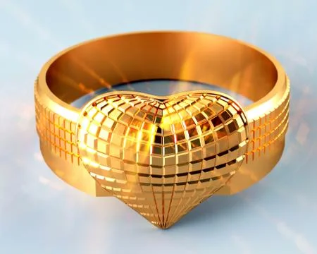 Golden ring in the shape of a heart Stock Illustration