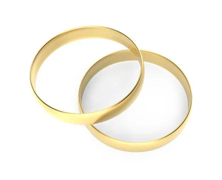 Golden ring. two wedding rings. wedding pink background. isolated white Stock Illustration