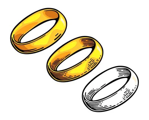 Golden ring. Vintage black vector engraving illustration Stockillustratie