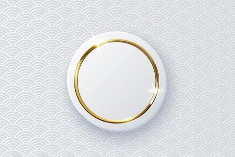 Golden ring on white button isolated on pattern Stock Illustration