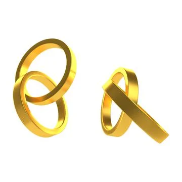 Golden rings 3D render Stock Illustration