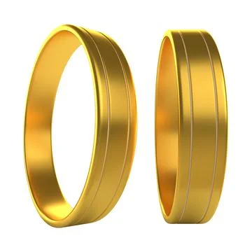 Golden rings 3D render Stock Illustration