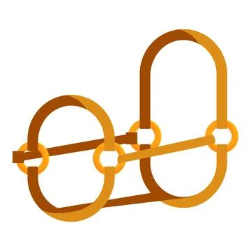 Golden rings interlocking creating abstract shape Stock Illustration