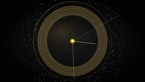 Golden Rings Rotating Loop - Shimmering Particle Luxury Cosmic Backdrop Video stock 341786801