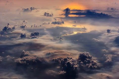 Golden river under cloud. Stock Photos