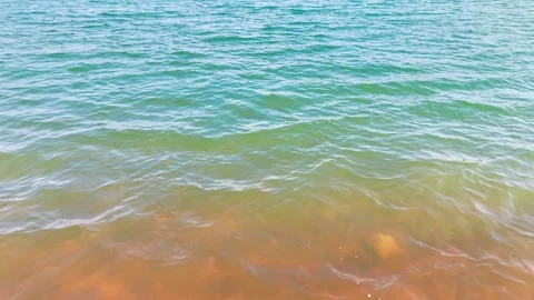 Golden Riverbed Beneath Clear Rippling Water Stock Footage 340305192