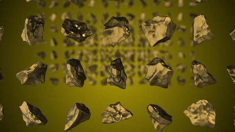 Golden Rock Falling in 3D Space Animation. Rock Falling. 4K Stock Footage 274745760
