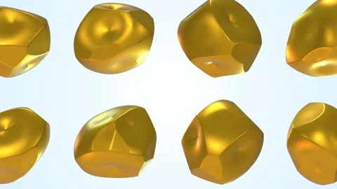 Golden Rocks Falling on a Light Blue Background. Wealth and Treasure Animation. Stock Footage 299896151