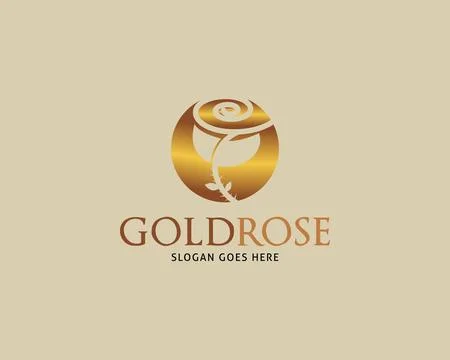 Golden Rose Vector Logo Design Template Illustrazione stock