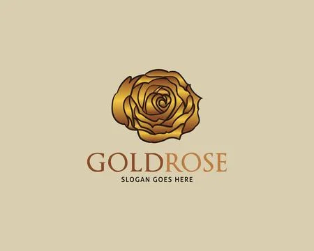 Golden Rose Vector Logo Design Template 스톡 일러스트