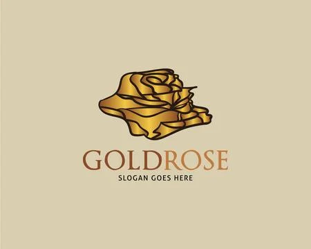Golden Rose Vector Logo Design Template 스톡 일러스트