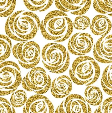 Golden roses seamless pattern. Vector design illustration. Stock Illustration