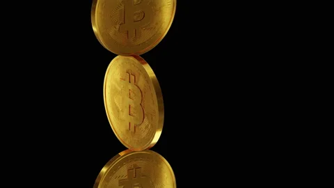 Golden rotating bitcoin chain endless loop, cryptocurrency and business Stock Footage 146458490