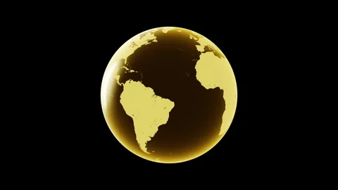 Golden Rotating Planet Earth 3D - Global Business Finance Stock Footage 340247445