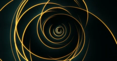 Golden rotating zooming light semi-circles, bends, circles with shine, 4k loop Stock Footage